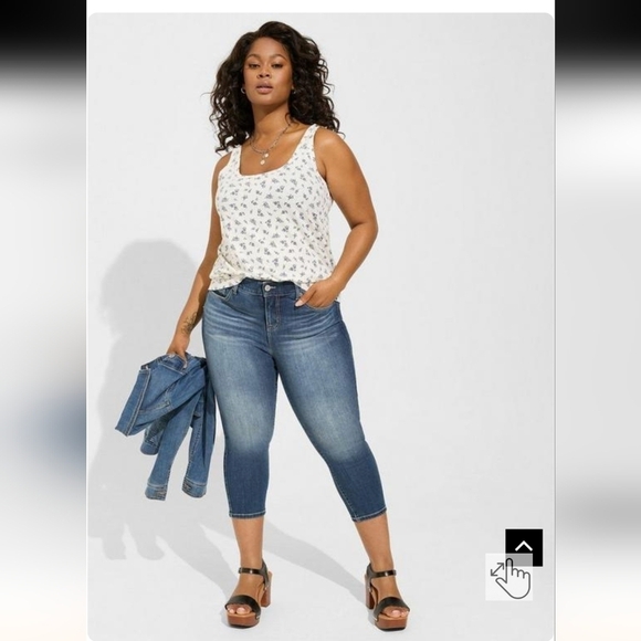 Torrid Super Soft Slub Scoop Tank cream ditsy floral size 3x - Picture 3 of 12